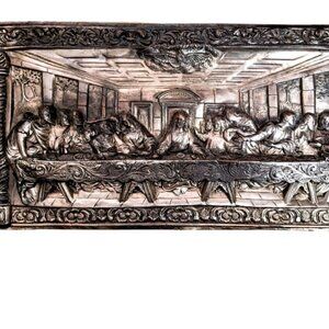 Rare Vintage Silver Plated 3D High Relief Copper Da Vinci's Last Supper